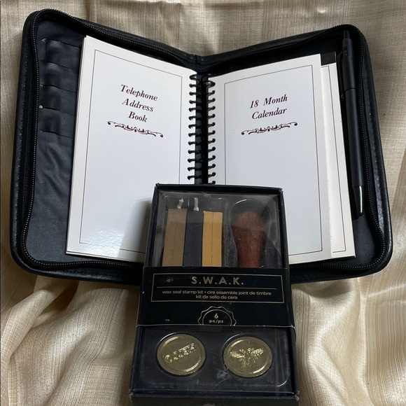 American Crafts Other - Leather Look Black Home Office Planner with 18-Month Calendar & Wax Seal Kit